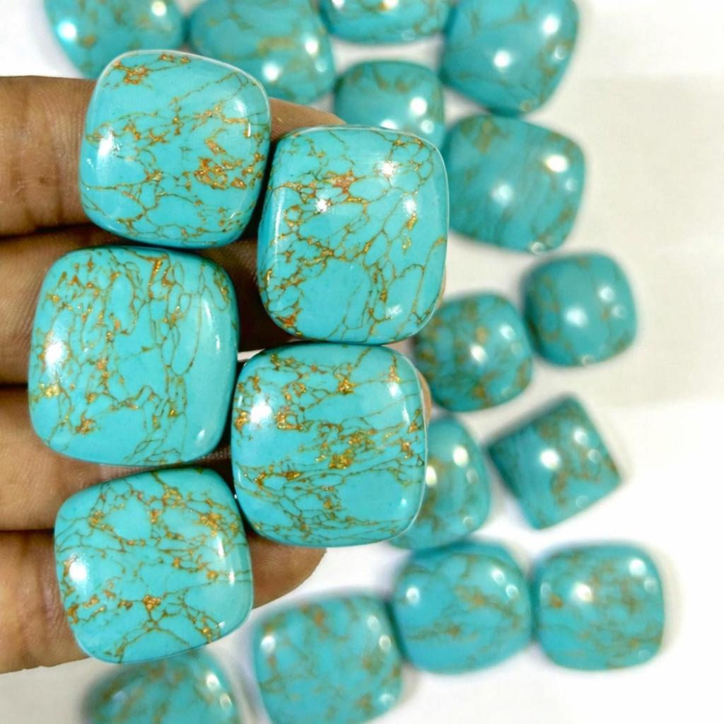 Cabochon Cuscino Turchese Rame Acqua, Pietra Preziosa Turchese, Pietra per Gioielli Fatta a Mano per Anello Pendente, Turchese Sfuso