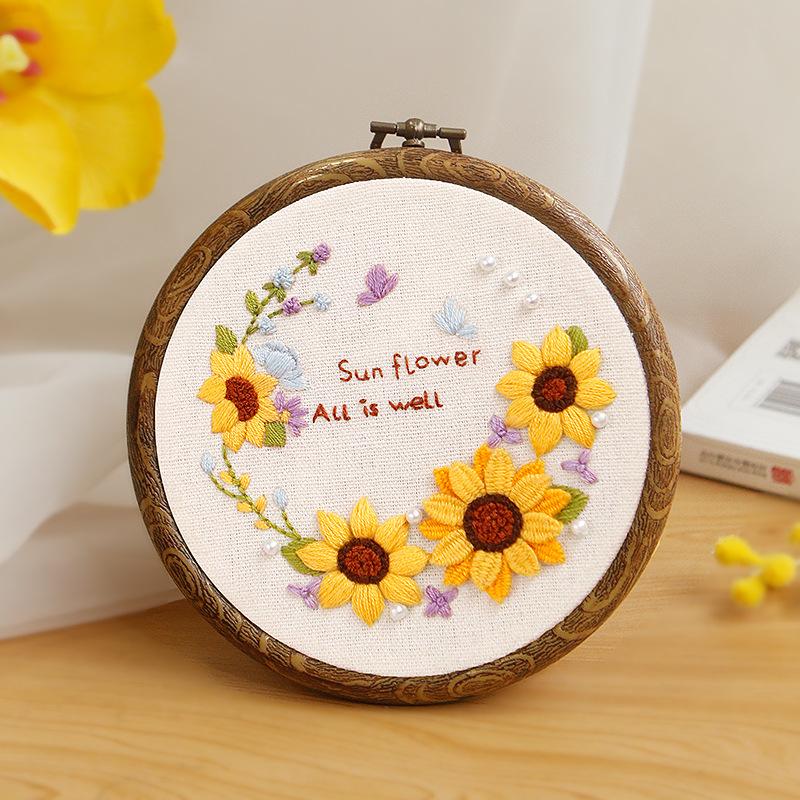 Handmade Embroidery Kit DIY Material Package 3D Cross Stitch Circular Ornament Contain Embroidery Tools Embroidery Frame
