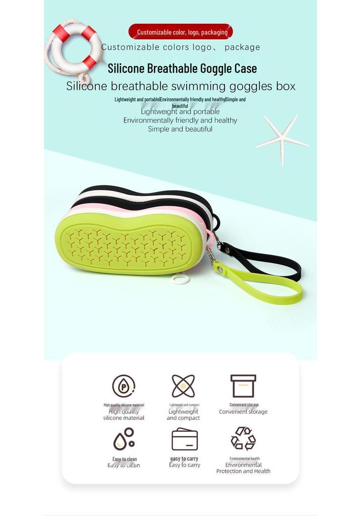 Portable Silicone Goggle Case with Double-Sided Ventilation Holes and Spacious Capacity, Featuring a Fashionable Handle.