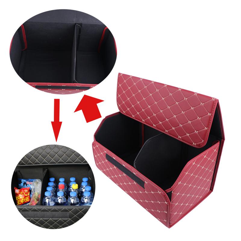 Collapsible Car Organizer Box For Trunk Portable Pu Leather Storage Box Multipurpose Auto Accessories Organizer Bag In The
