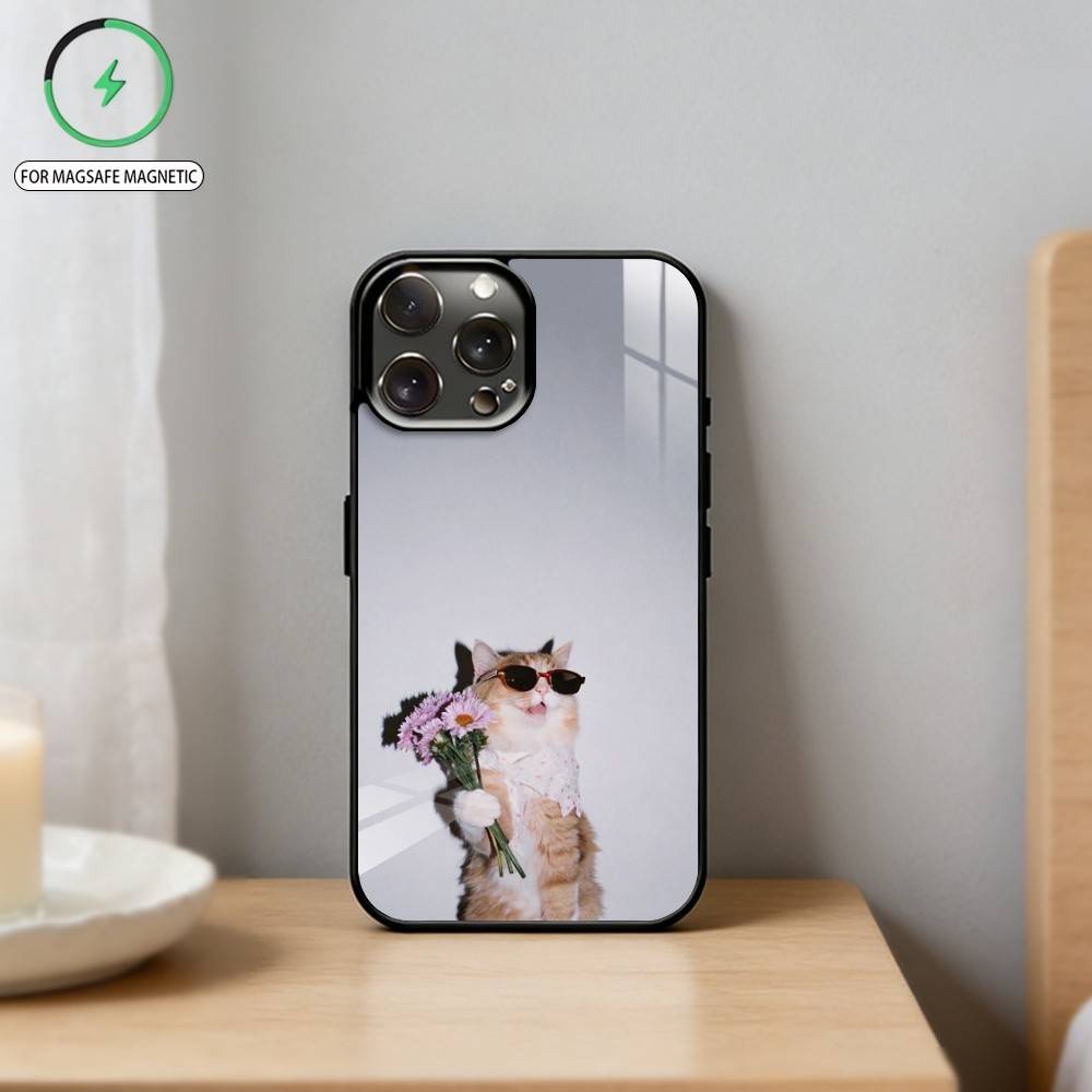 C- Cat Pet Phone Case For iPhone 17 16 15 14 13 12 Pro Max Plus for Mirror Wireless Magnetic Cover
