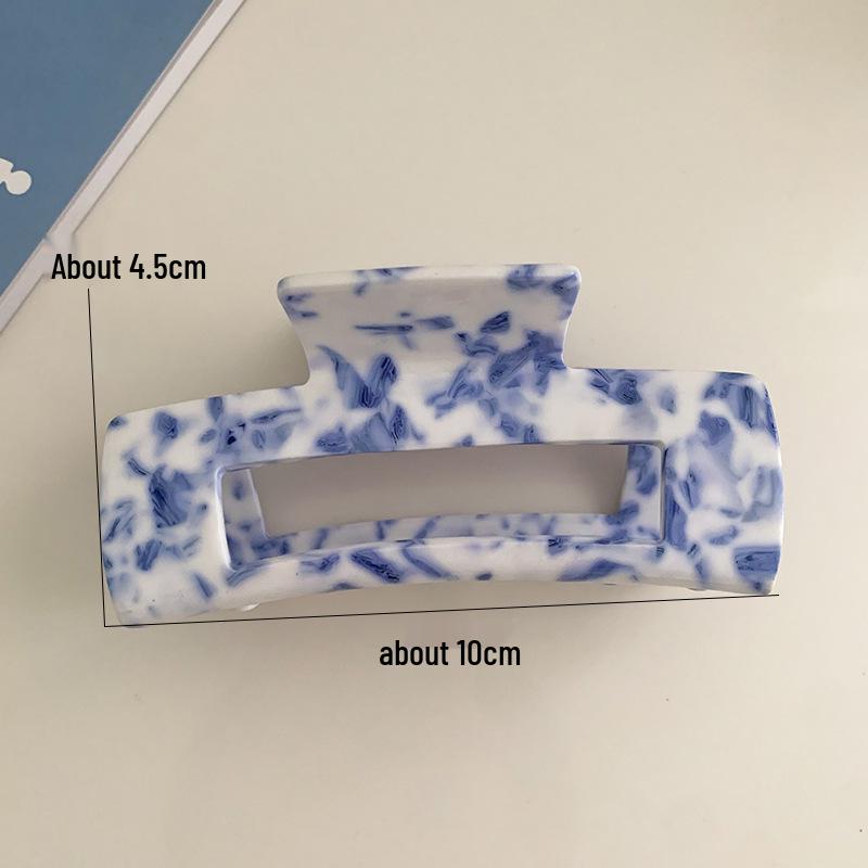 Retro Blue & White Porcelain Pattern Acetate Hair Claw