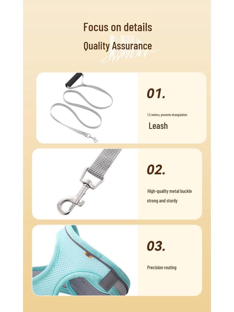 Breathable Vest-Style Pet Harness & Leash for Small Dogs & Cats