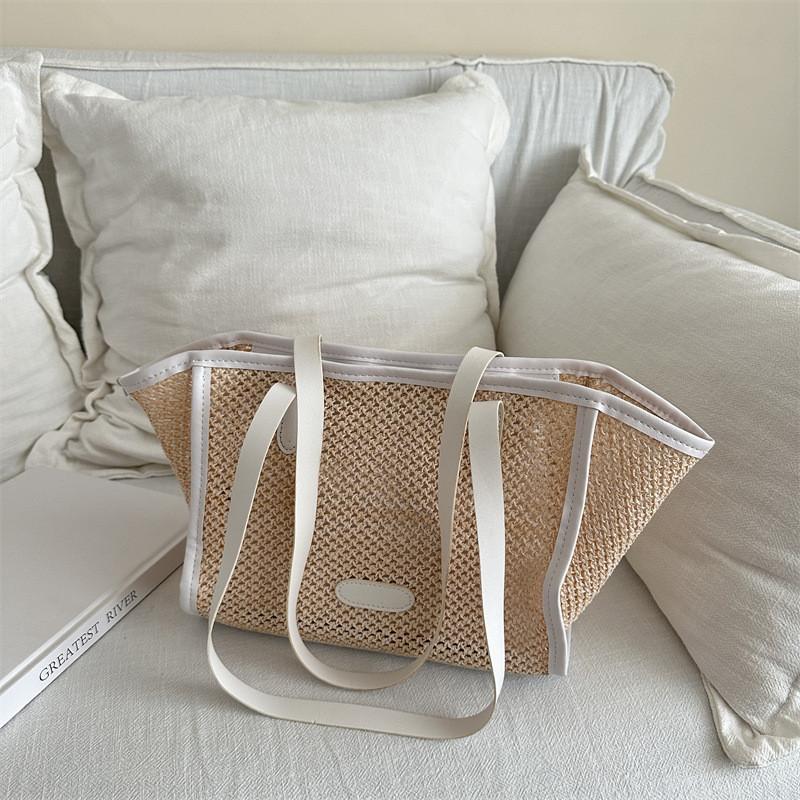 Chic Korean Style Woven Tote Bag For Women Trendy Casual Large Capacity Design