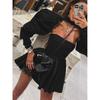 Long Sleeve Waist Cinching Dress Women Solid Tube Top Long sleeve Waist Hugging Dress