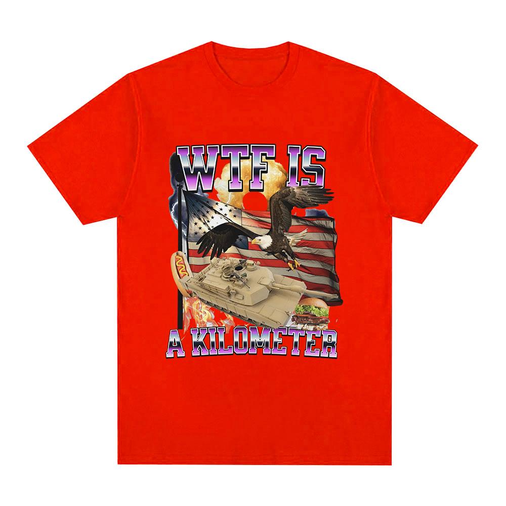 

Summer Casual Cotton Short Sleeve Oversized T Shirts Wtf Is A Kilometer Meme Graphic T Shirt Men s Fashion Hip Hop T-shirt 3XL