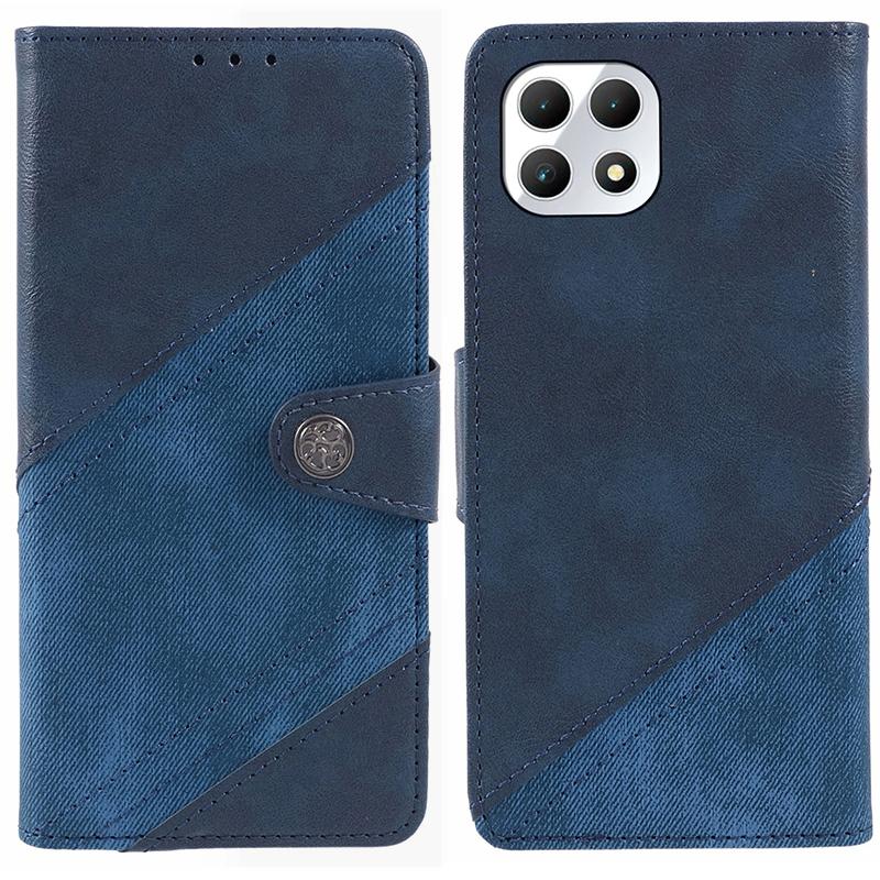 

For T-Mobile REVVL 7/T Phone 2 Case Card Slot Stand PU Leather Phone Cover Dark Blue