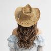 Foldable Unisex Cowboy Hat Hollow Out Roll Up Jazz Hat Casual Beach Sun Hat