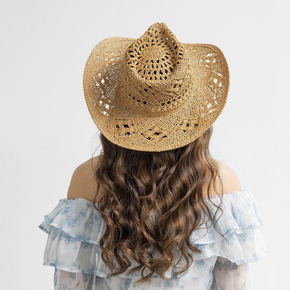 Foldable Unisex Cowboy Hat Hollow Out Roll Up Jazz Hat Casual Beach Sun Hat