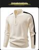 2025 Winter Men's Korean Style Half-Zip Stand Collar Knit Pullover, Plus Size Casual Base Layer