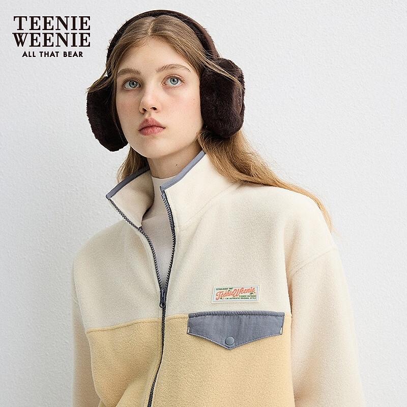 Teenie Weenie Bear Women's Color-Block Stand Collar Cardigan Sweatshirt