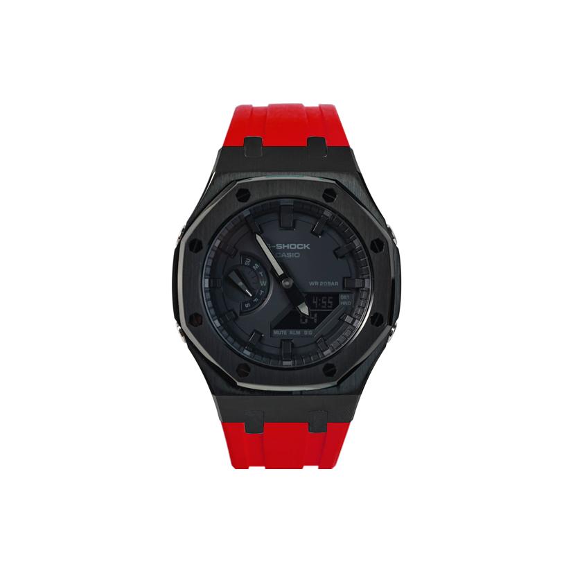 

CASIO Unisex 48.5mm Black Watch GA-2100-1A1(Watch8--) Black Case Red Strap
