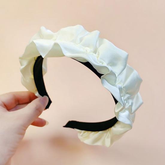 Women Headband French Style Smooth Satin Wide-Brim Sponge Filled Hair Hoop Soft Fabric Hair Accessory