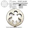 US-Made Round Die, 15/16 Inches with Thread Sizes 12, 14, 16, 18, 20, 24, 27, 32 - Yuan Banya.
