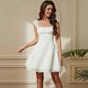 2025 Spring European and American Dress Elegant Lace Pleated Dress Short Square Collar Suspender Skirt Women