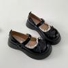 Fashion Fashion Black Beige PU Leather Women's Mary Jane Shoes Thick Bottom Bowknot Lace Decor Ladies Pumps Elegant Lolita Platform Shoe