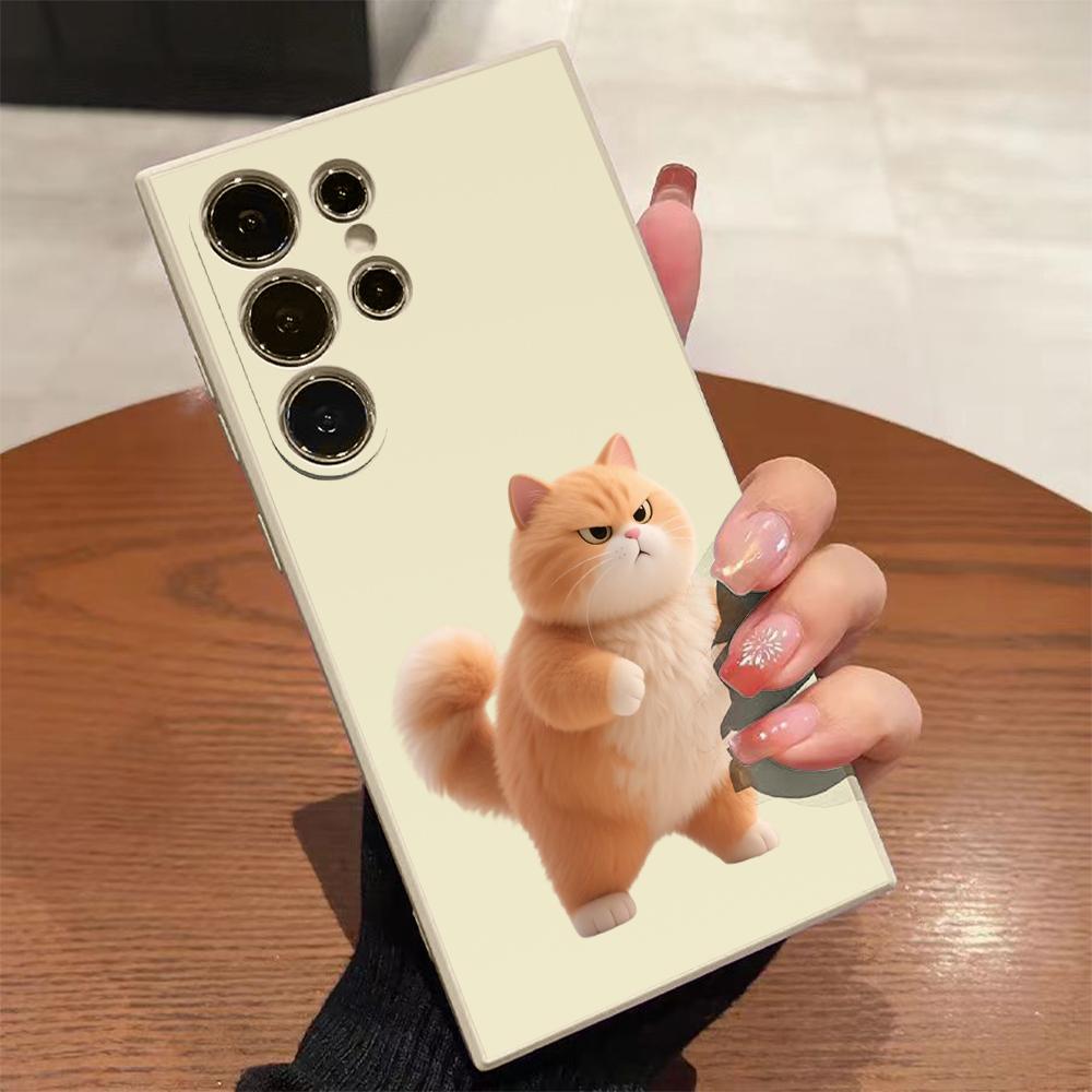 Angry Fat Cat Pattern For Samsung Galaxy S25 S24 Ultra S23 S22 S21 S20 Ultra FE Plus Note 10 20 Lite Fashion Soft Cover