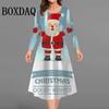 Christmas Tree Snowmen Party Dresses For Women Plus Size Winter Long Sleeve Dress Trendy Cute Casual Loose A-Line Dress