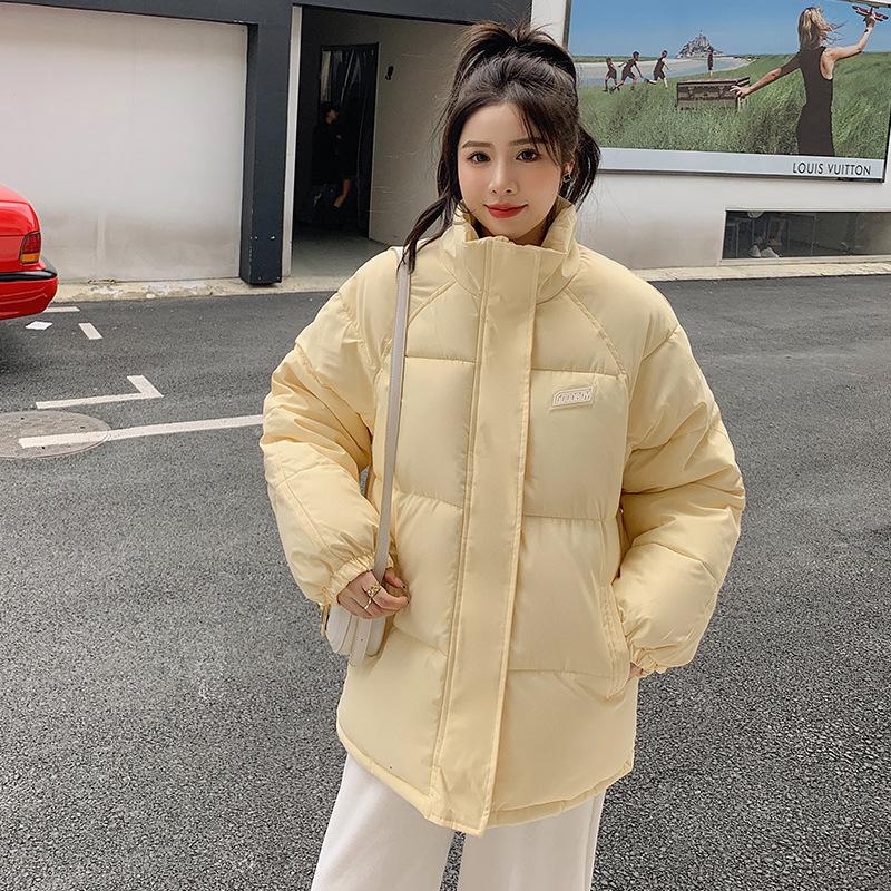 

хлопковая одежда, новая хлебная одежда, короткая пуховая одежда, женская зимняя свободная ветровка XXL жёлтый