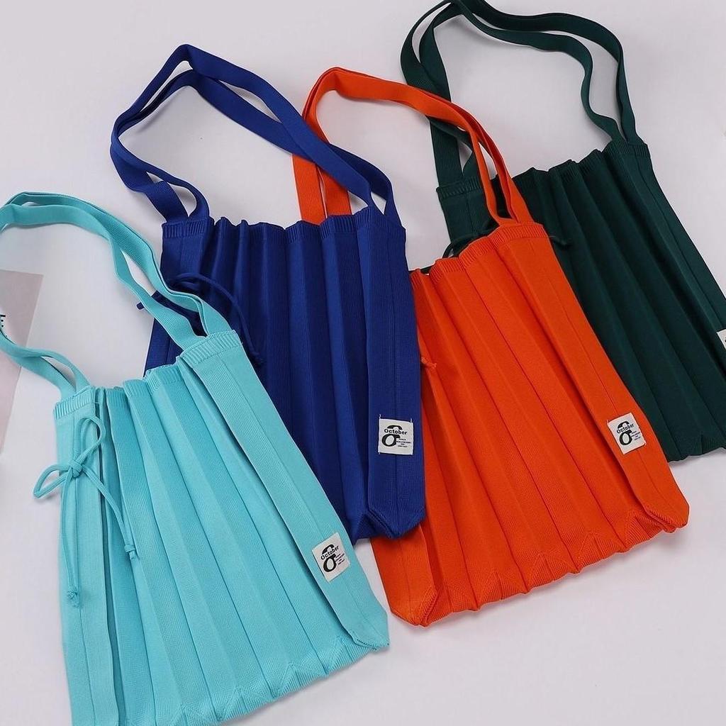 0511 Large Japanese Knitted Pleated Rhombus Crossbody Accordion Shoulder Bag for Women