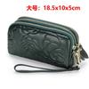 Cross-border leather clutch bag, women's new three-layer zipper, mobile phone small bag, simple mother small clutch bag