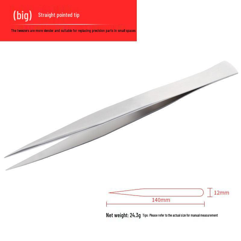 AA Thickened Stainless Steel Swiss Tweezers - High Hardness, Wear-Resistant, Pointed Tip for Jewelry, Gardening, and Nest Maintenance.