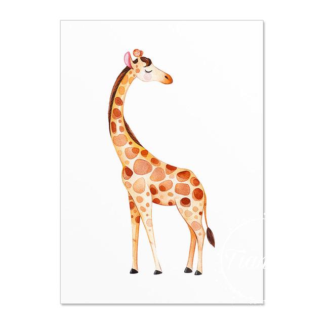 Baby Nursery Wall Poster Print Rainbow Animal Canvas Painting Nordic Wall Art Children Bedroom Wall Picture Kids Room Decor Art