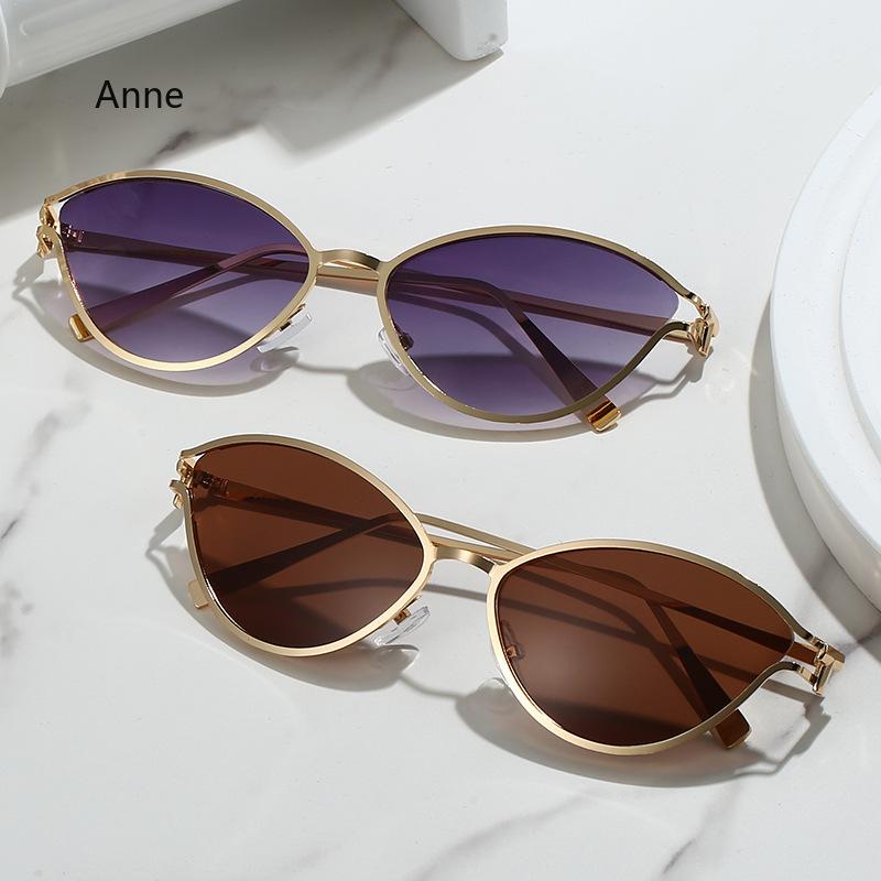 New Cat Eye Sunglasses Hip Hop Sun Glasses Women Men  Designer Metal Frame Ins Eyewear Shades Oculos De Sol UV400