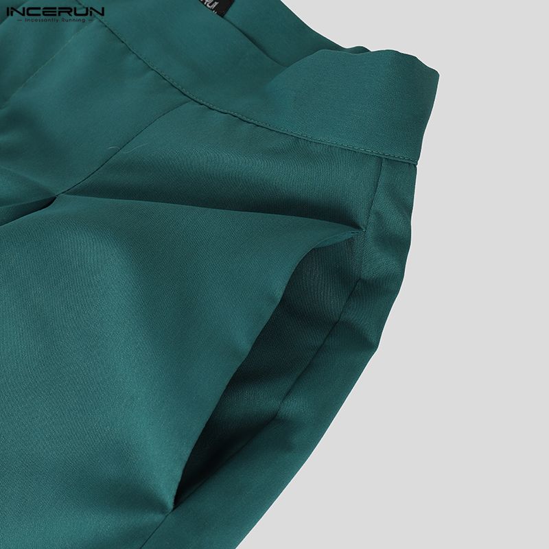 INCERUN Two Pieces Men V Neck Thin Sleeveless Vest and Pleated Shorts Clothing Sets