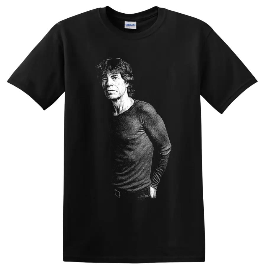 Mick Jagger Rock Singer T Shirt W/ White Stage Portrait Graphic Music Fan Tee