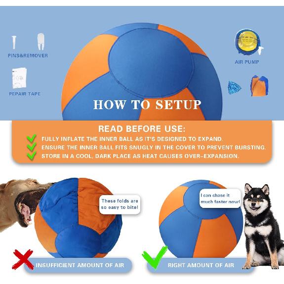 Herding Ball for Dogs, 18'' Durable Waterproof Jolly Ball for Dogs, Dog Training Toy for Medium & Large Breeds, Large Dog Toys for Collie, Australian