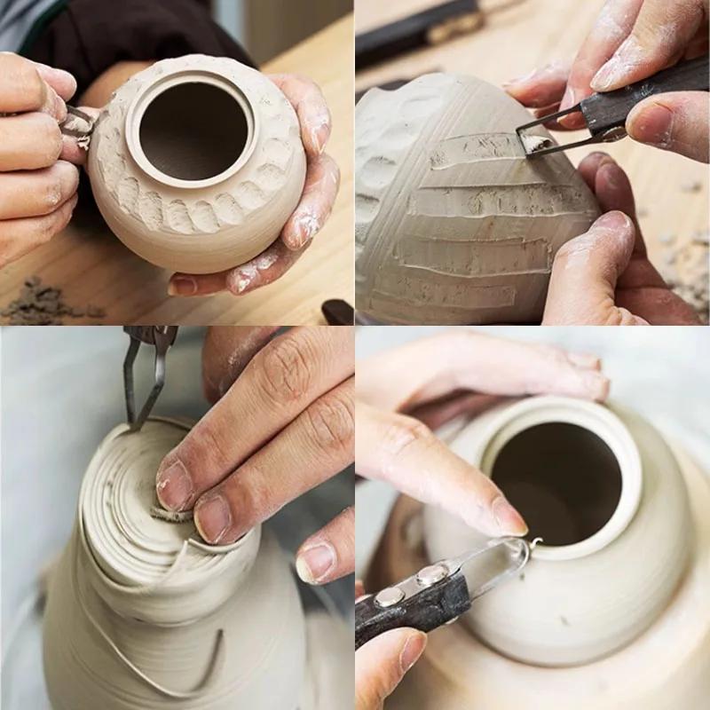 Pottery Ceramics Tool Trimming Scraper Replaceable Head Ring Scraper DIY Ceramic Texture Carving Clay Sculpture Scraping