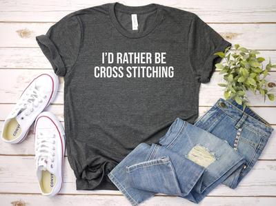 Cross Stitch Shirt and Kids Tshirt, Cross Stitching T-Shirt and Kids Tshirt, Gift For Cross Stitcher, Cross Stitch Gift, I'd Rather Be Cross Stitching