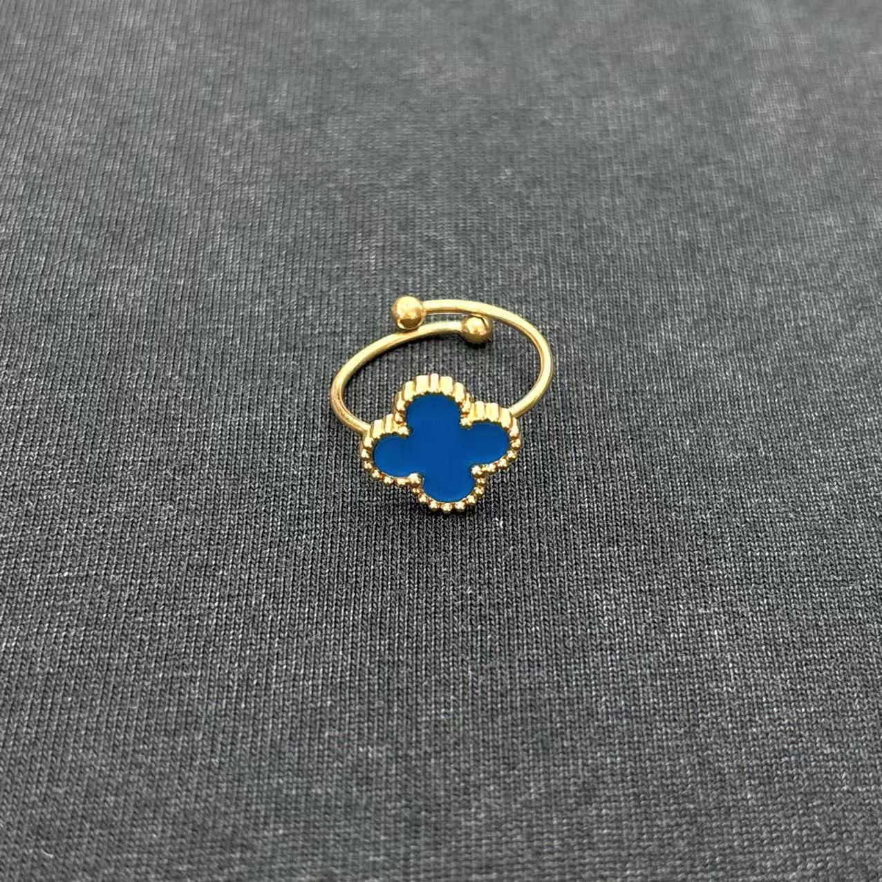 

Кольцо из нержавеющей стали с четырьмя листами клевера, регулируемое, с открытым концом, 18 карат, модные кольца со столетним дизайном синий