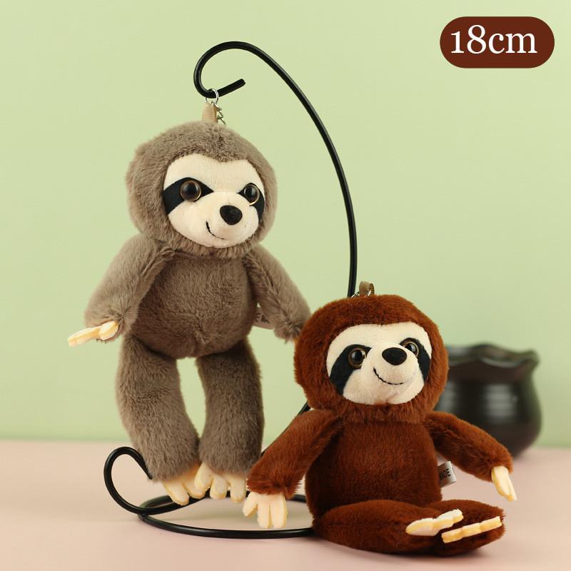 Cozy Brown And Light Gray Plush Sloth Doll For Keychains And Bag Accessories