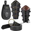 Renaissances Vikinges Costume Accessories,Medieval Pirate Leather Bracers Belt Pouch Halloween Renaissances Cosplay Costume