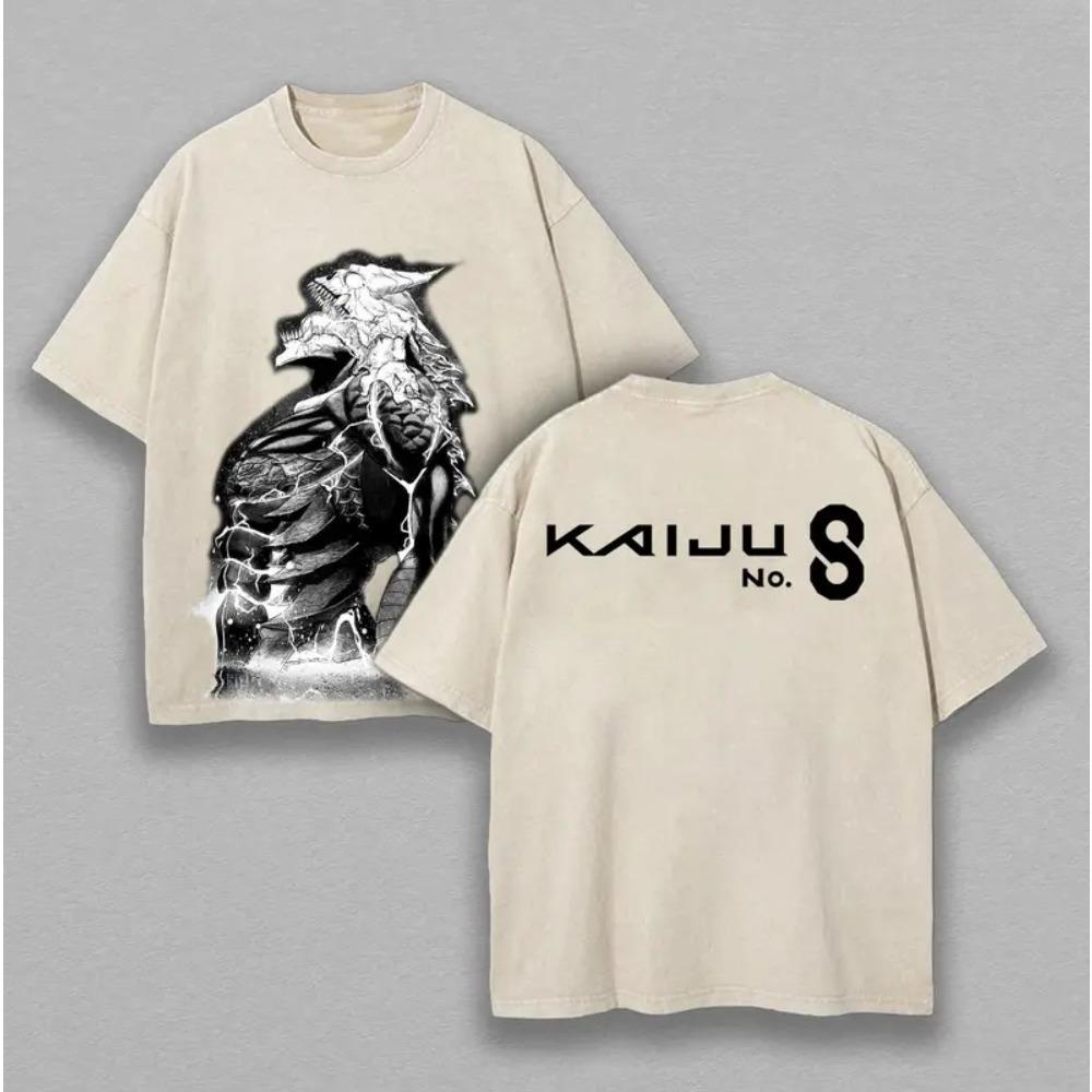 Anime Kaiju No. 8 Graphic T Shirt Men Women Short Sleeve Clothing Oversized Tshirt Washed Cotton Tee Harajuku Male Retro T-shirt