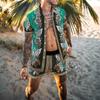 2022 Summer European & American Men's Casual Loose Short-sleeved Shirt & Shorts Beach Set
