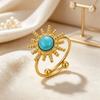 Turquoise Green Stone Turquoise Stone Ring Stainless Steel Boho Ring  Finger Accessories