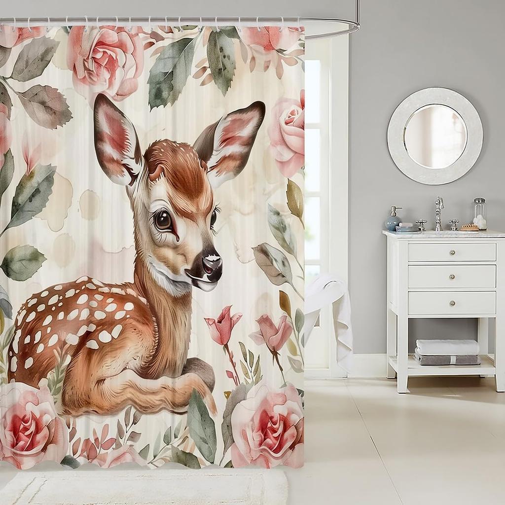 Cartoon Dogs Shower Curtain Set,Polka Dots Printed Shower Curtain Set,Girls Boys Adult Cute Pet Animals Waterproof Fabrics Pug
