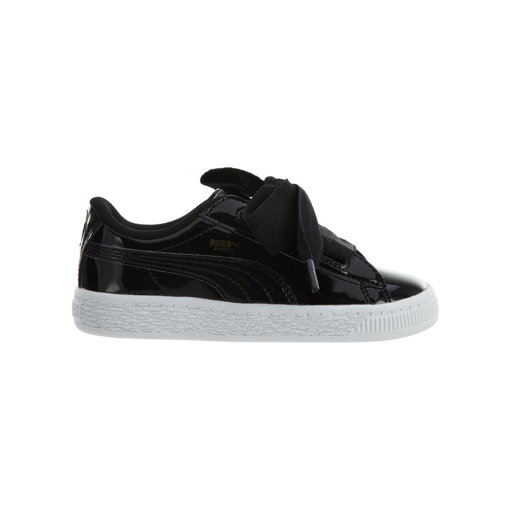 Puma Basket Heart Patent Toddler Black Baby Sneakers 363353-01