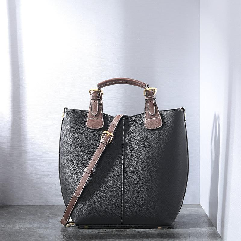 Commuting Business Large Capacity Handbag High-end Tote Bag New Versatile Niche Texture Three-dimensional Genuine Leather Women's Bag