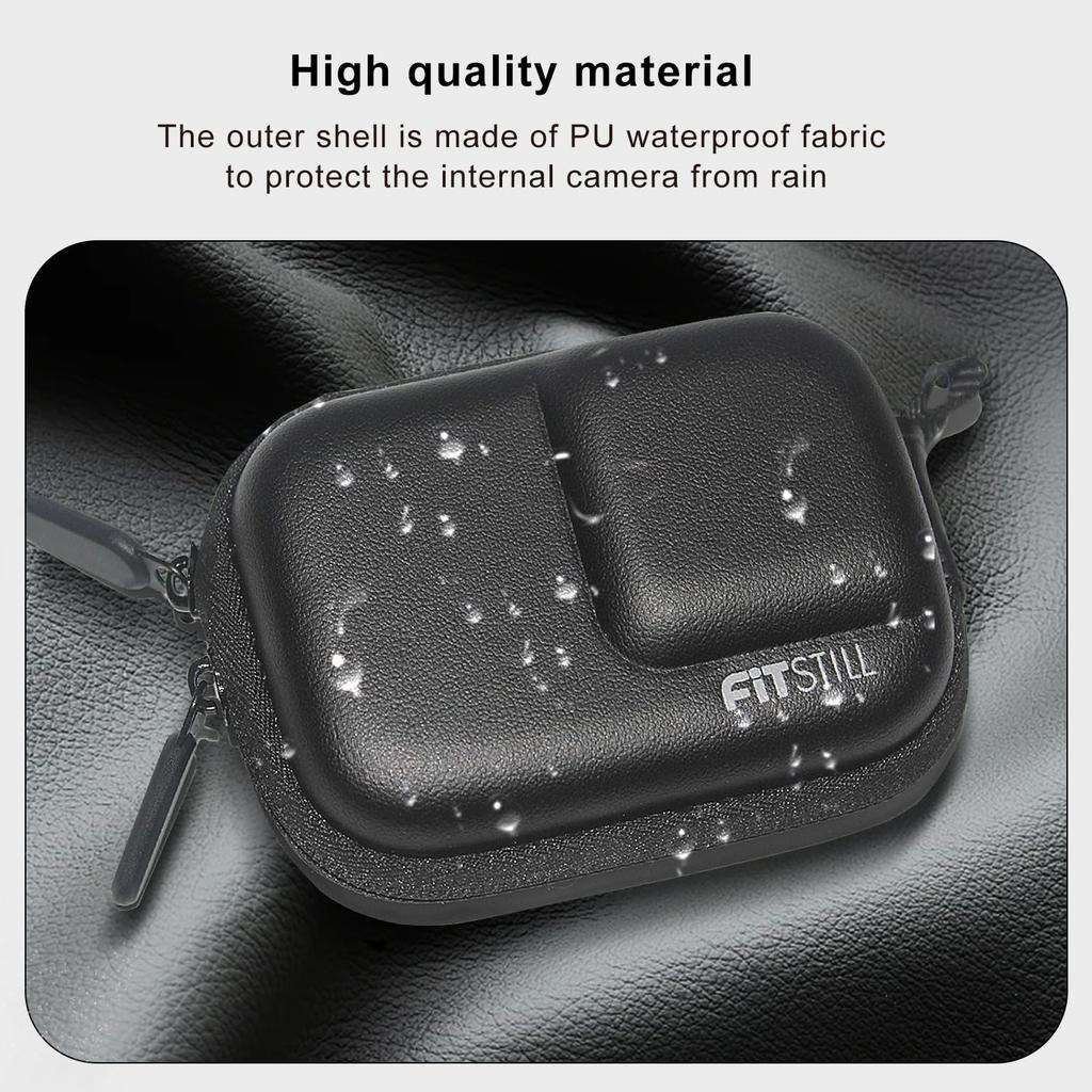 FiTSTILL PU Černý Mini Přenosný Ochranný Tvrdý Skořepinový Cestovní Úložný Tvrdý Kufr Kompatibilní s Insta360 Ace Pro Horolezecká Spona Insta 360 Akční Kamera