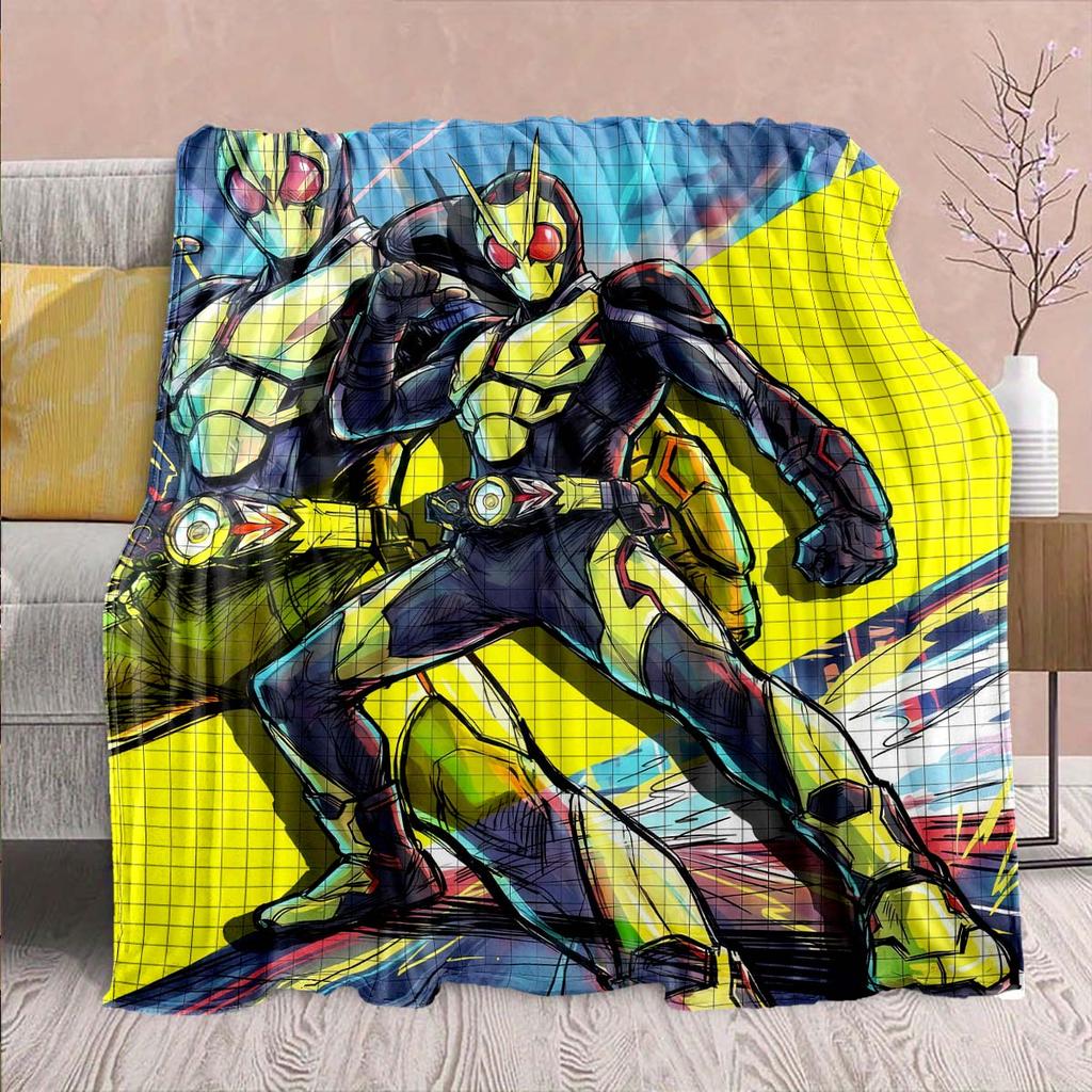 Kamen Rider Anime Flannel Blanket – Soft, Warm, Perfect for Sofas, Bedding, Camping, Travel, Office, and Home Decor – QJY