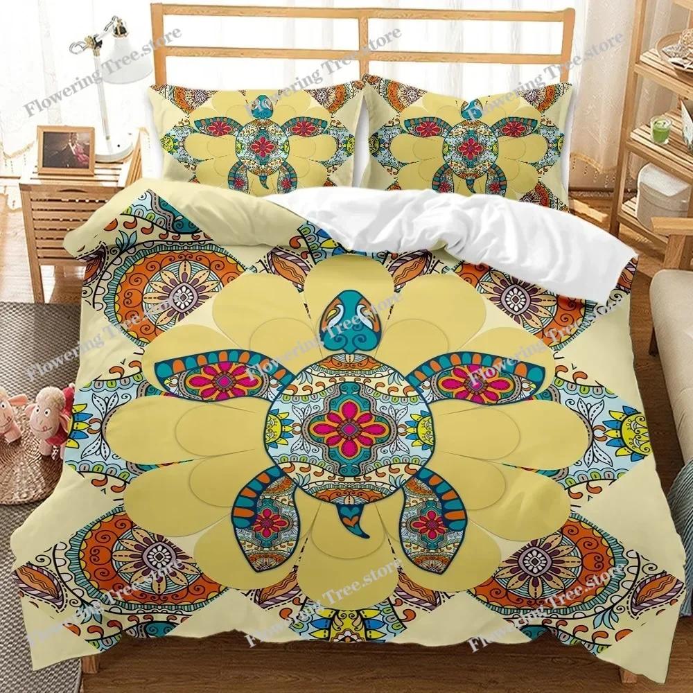 Bohemian Elephant Mandala Pattern Bedding Set Boho Duvet Cover Queen King Size Quitl Cover Polyester Comforter Cover