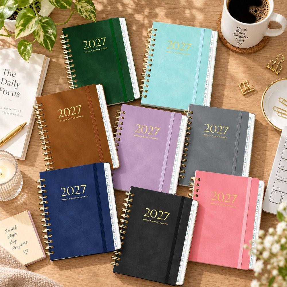 Strap Closure Annual Planner Book Spiral Binding Schedule Notebook Journaling
