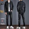 Men's Slim Fit Denim Suit - New Korean Style Jacket & Pants Set for Spring/Autumn