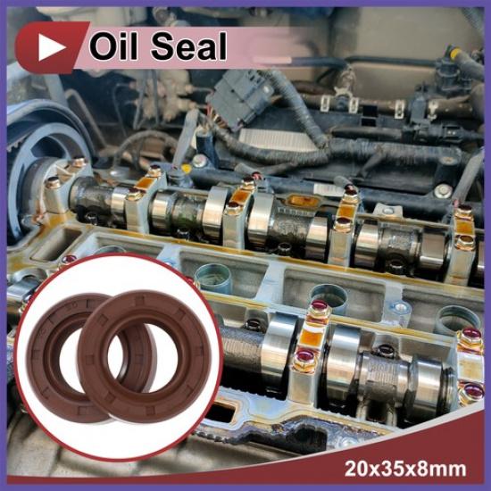 Oil Seal Seal Ring Rotary Shaft Seal FKM Rubber 20x35x8mm 2 Pcs