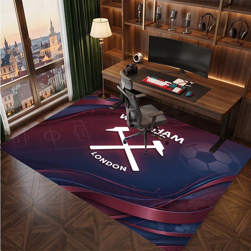 Tappeto in Velluto di Cristallo con Stampa del West Ham United Football, Comodo Assorbente d'Acqua Antiscivolo Tappeto per Pavimenti Interni