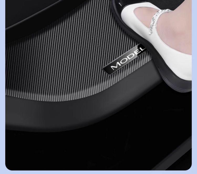 Carbon Fiber Rear Door Sill Strips & Under-Seat Corner Protectors for Tesla Model 3/Y